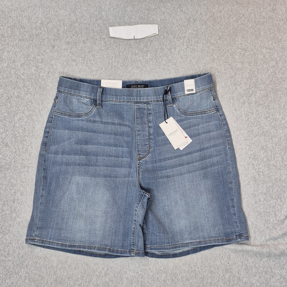 Judy Blue Women Shorts 3XL Blue Denim Mazie Pull On High Rise 6" Inseam NWT